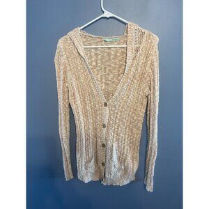 Maurice’s Women’s Lightweight Hooded Button Up Cardigan Cream Colored Size LG‎